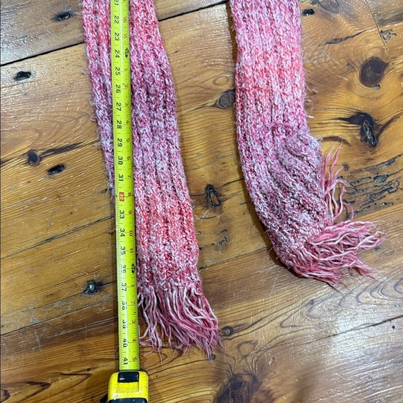 Handmade Red Pink and White Hombre Knit Long Winter Holiday Scarf - Picture 7 of 9